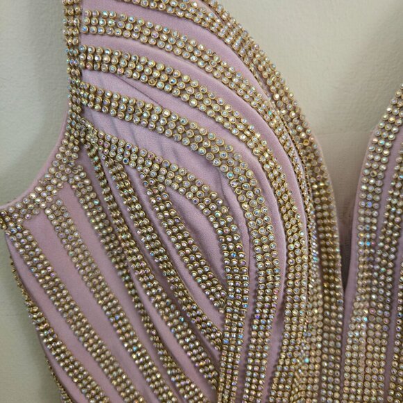 Abby Paris By Lucci Lu Dusty Rose Fully Beaded Mini Dress Dusty Rose Size 0 - Picture 7 of 8